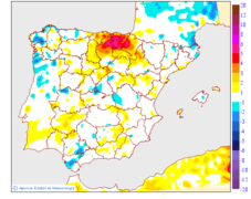 Variaci�n das temperaturas m�nimas respecto ao d�a anterior