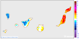 Variaci�n das temperaturas m�nimas respecto ao d�a anterior