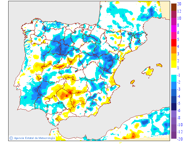 Variaci�n de las temperaturas m�nimas respecto al d�a anterior