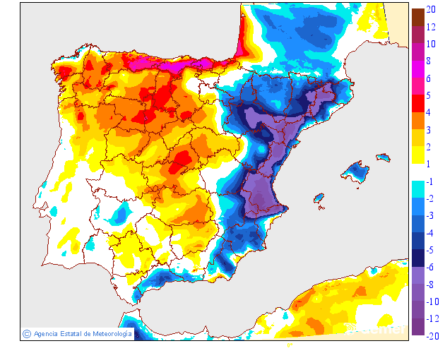 Variaci�n de las temperaturas m�ximas respecto al d�a anterior