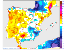 Variaci�n de las temperaturas m�ximas respecto al d�a anterior