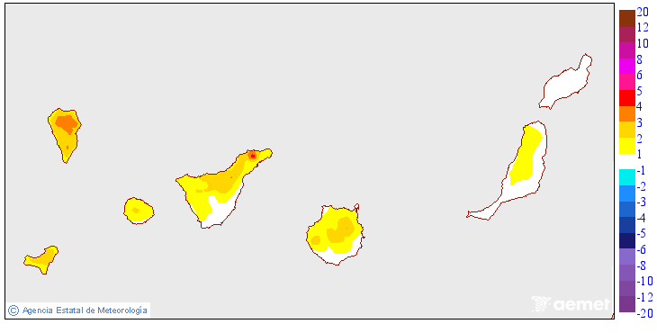 Variaci� de les temperatures m�ximes respecte al dia anterior