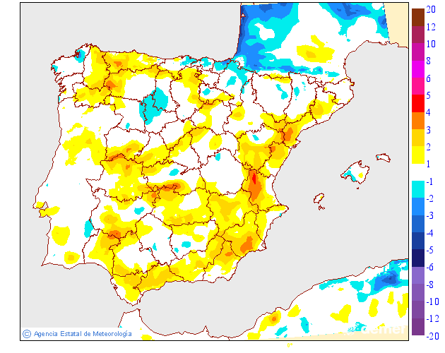Variaci� de les temperatures m�ximes respecte al dia anterior