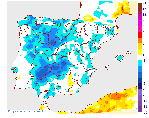Variaci� de les temperatures m�nimes respecte al dia anterior