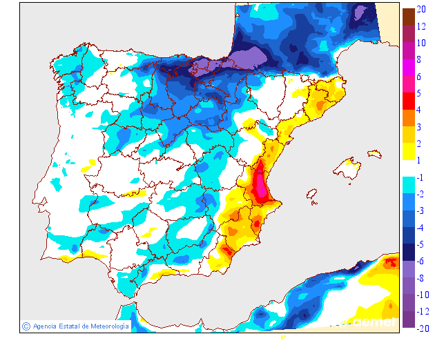 Variaci� de les temperatures m�ximes respecte al dia anterior