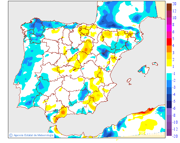 Variaci�n de las temperaturas m�ximas respecto al d�a anterior