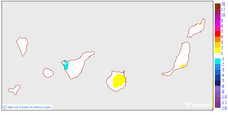 Variaci�n de las temperaturas m�nimas respecto al d�a anterior