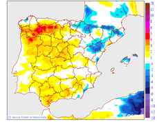 Maximum temperatures variation regarding the day before