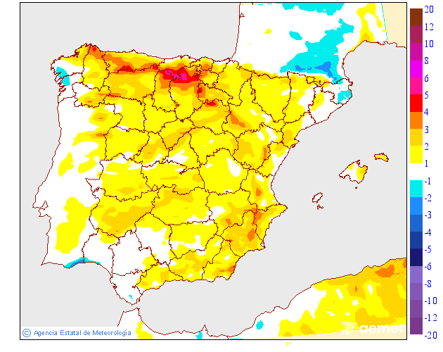 Variation des temp�ratures maximales par rapport au jour pr�c�dent