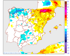 Variaci�n de las temperaturas m�nimas respecto al d�a anterior