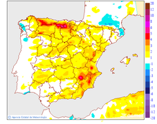 Variaci�n de las temperaturas m�ximas respecto al d�a anterior
