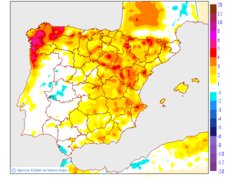 Variaci�n das temperaturas m�nimas respecto ao d�a anterior