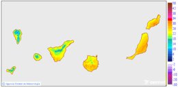 Maximum temperatures for the day after tomorrow in the Canary Islands
