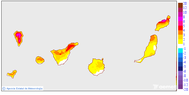 Variaci� de les temperatures m�ximes respecte al dia anterior