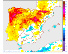 Variaci�n das temperaturas m�nimas respecto ao d�a anterior