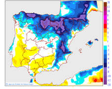 Maximum temperatures variation regarding the day before
