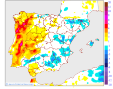 Minimum temperatures variation regarding the day before