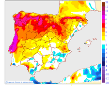Maximum temperatures variation regarding the day before