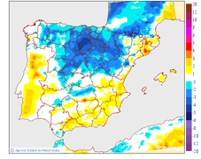 Variaci�n das temperaturas m�nimas respecto ao d�a anterior