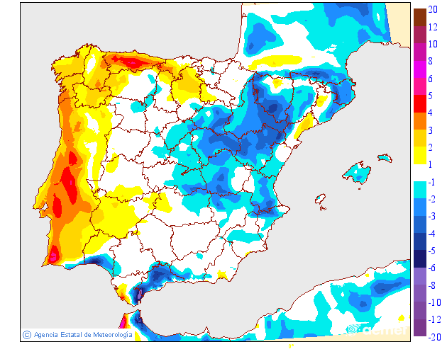 Variaci� de les temperatures m�ximes respecte al dia anterior