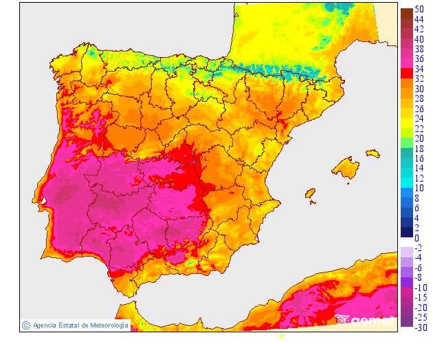 Maximum temperatures for the day after tomorrow in the Canary Islands