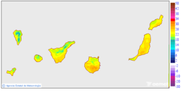 Maximum temperatures for today in the Canary Islands