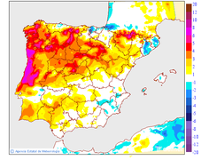 Minimum temperatures variation regarding the day before