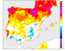 Maximum temperatures variation regarding the day before