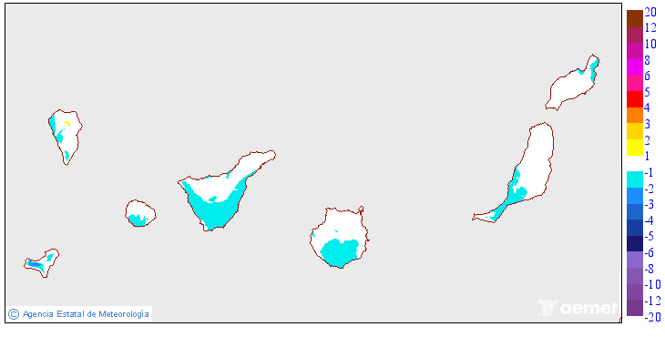 Maximum temperatures variation regarding the day before