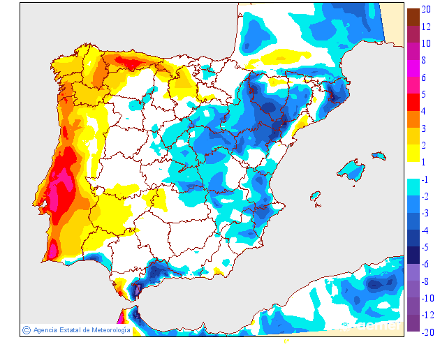 Variaci� de les temperatures m�ximes respecte al dia anterior