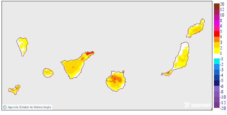 Variaci� de les temperatures m�ximes respecte al dia anterior