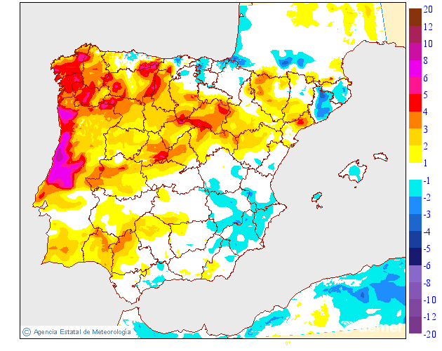 Variaci� de les temperatures m�nimes respecte al dia anterior
