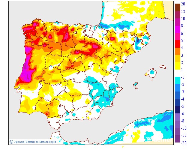 Variation des temp�ratures minimales par rapport au jour pr�c�dent