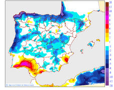 Maximum temperatures variation regarding the day before