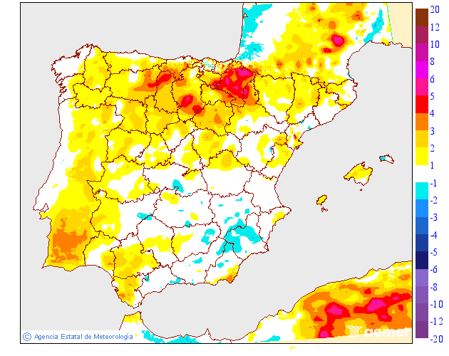 Variaci� de les temperatures m�nimes respecte al dia anterior