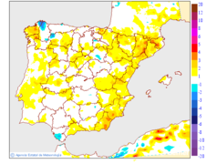 Variaci�n de las temperaturas m�nimas respecto al d�a anterior