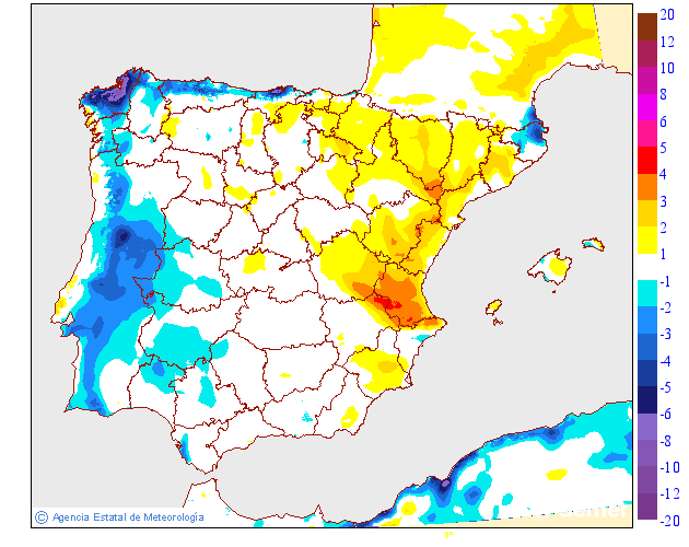 Variaci�n de las temperaturas m�ximas respecto al d�a anterior