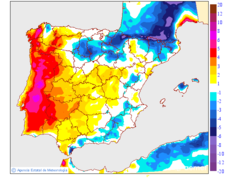 Maximum temperatures variation regarding the day before