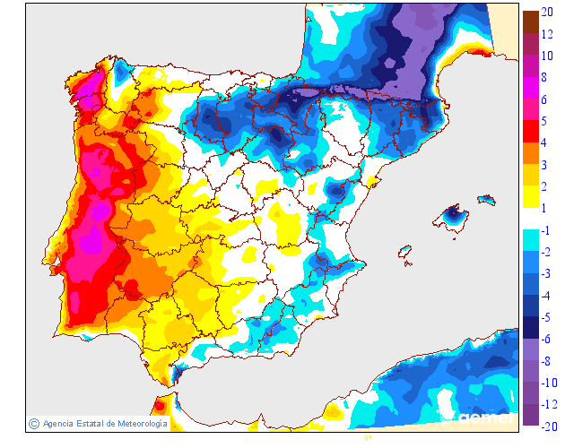 Variaci�n de las temperaturas m�ximas respecto al d�a anterior