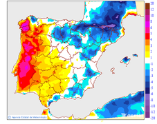 Maximum temperatures variation regarding the day before