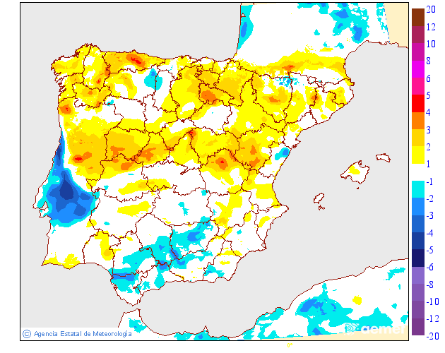 Variation des temp�ratures minimales par rapport au jour pr�c�dent