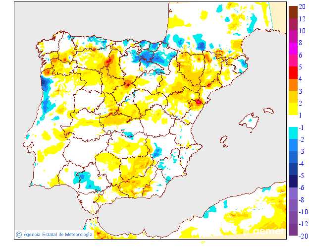 Variation des temp�ratures minimales par rapport au jour pr�c�dent