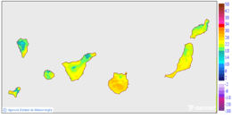 Minimum temperatures for today in the Canary Islands