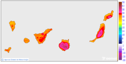 Maximum temperatures for today in the Canary Islands