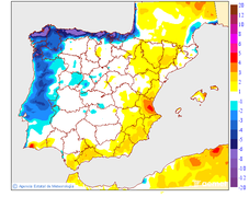 Maximum temperatures variation regarding the day before