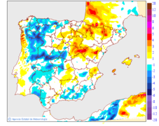 Variaci�n das temperaturas m�nimas respecto ao d�a anterior