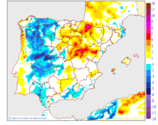 Variaci�n das temperaturas m�nimas respecto ao d�a anterior