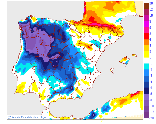 Variaci�n de las temperaturas m�ximas respecto al d�a anterior