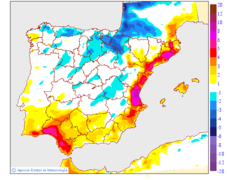 Variaci� de les temperatures m�ximes respecte al dia anterior
