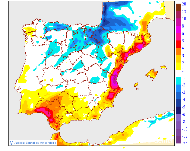 Variaci� de les temperatures m�ximes respecte al dia anterior